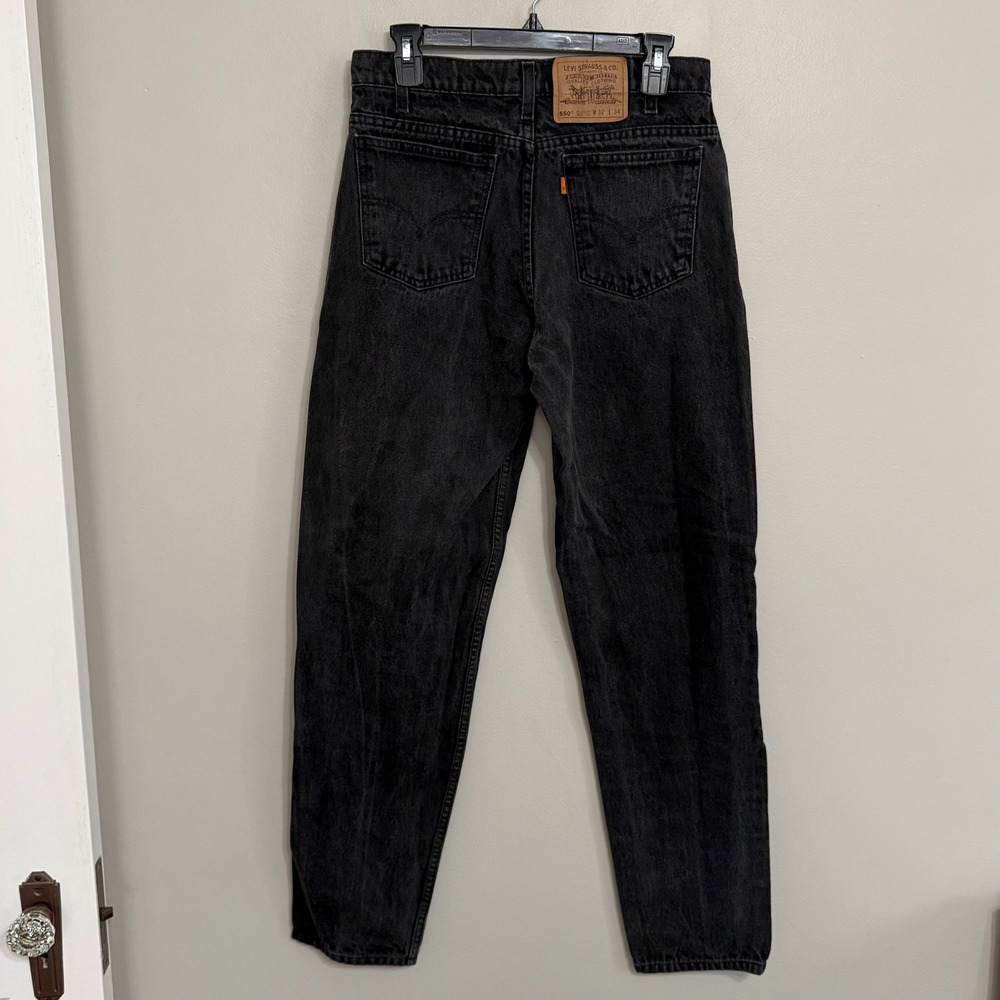 Levi's 550 Men 32x34 (Actual 30x32) Orange Tab Relaxed Tapered Leg Black Jeans - Picture 3 of 10